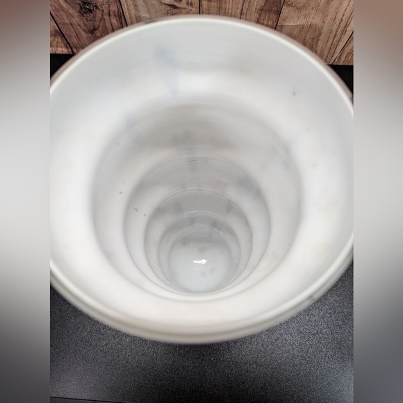 Krosno Black White Spatter Art Deco Glass Vase Ribbed Rings 14" Rare As Is Rare - Picture 5 of 5